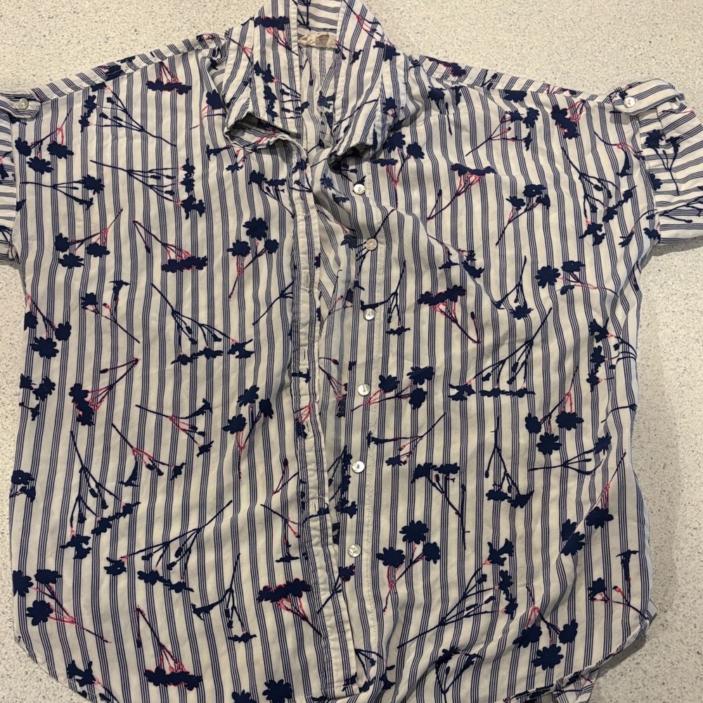 Jane and Delancey Blue and Pink Striped Blouse